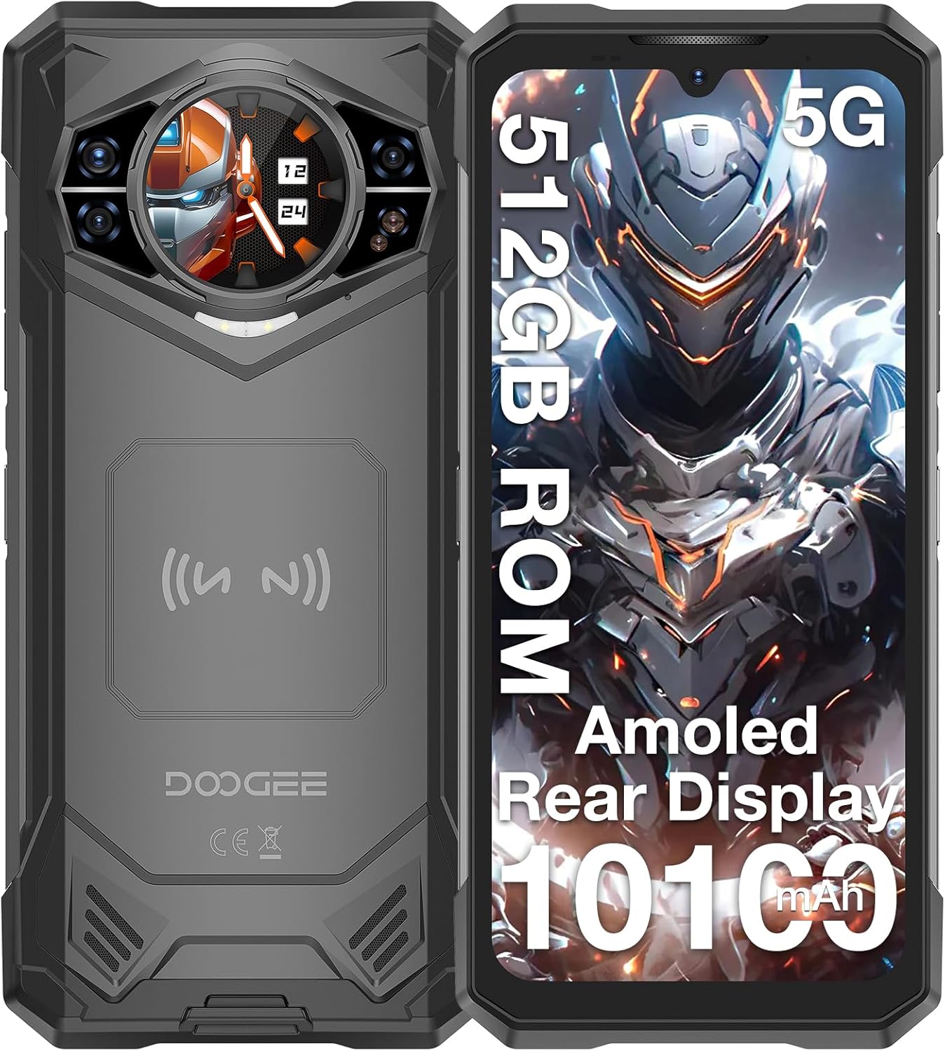 DOOGEE S200 X【fekete】5G mobiltelefon + 22000 mAh kapacitasú massziv akkumulátor + 32 GB RAM + 512 GB ROM 